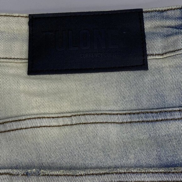 Tulones Men's Stacked Distressed Flare Jeans Light Blue Size 42 – NWT - Picture 3 of 8